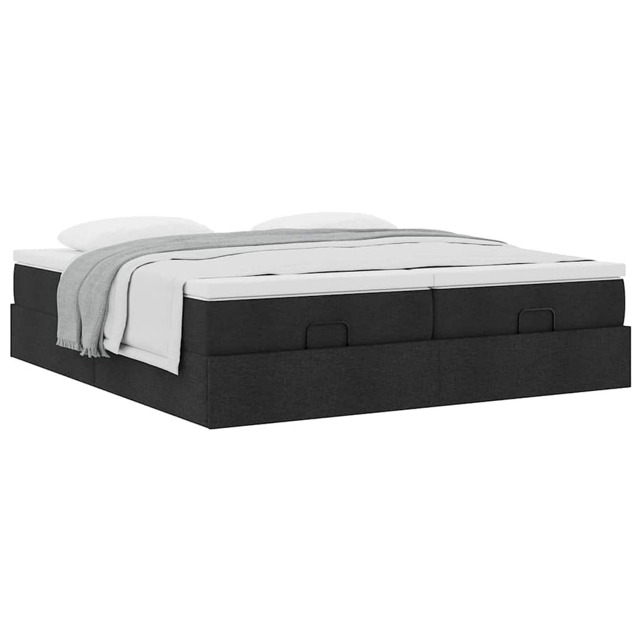 Ottoman bed met matrassen 160x200cm stof zwart