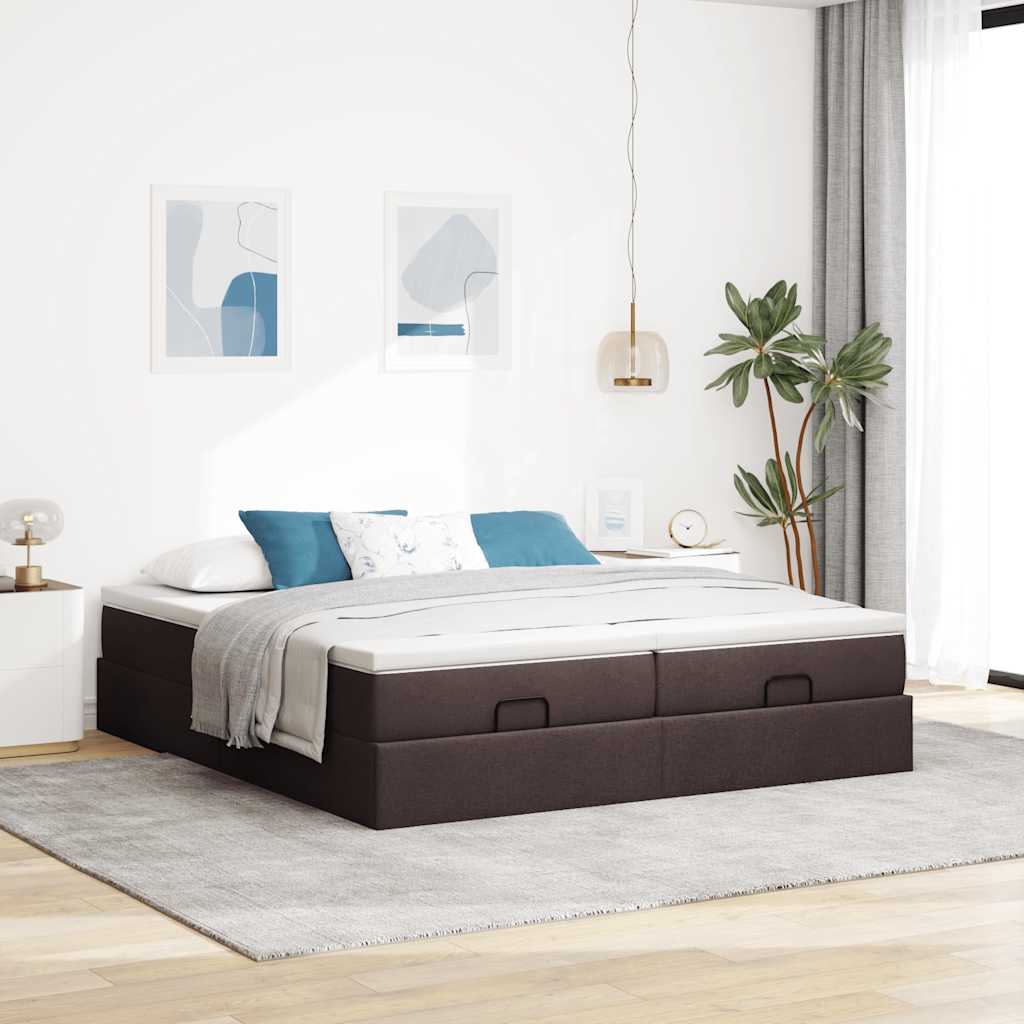 Ottoman bed met matrassen 160x200cm stof donkerbruin
