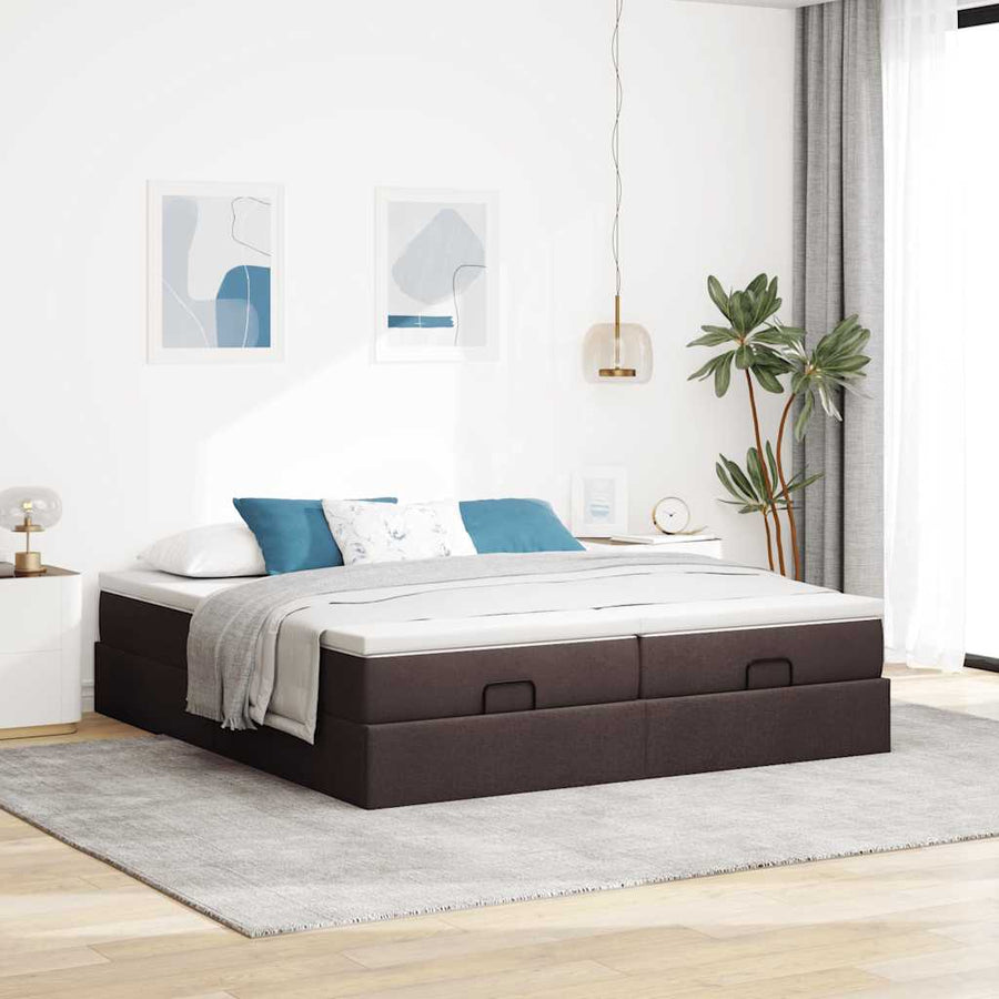 Ottoman bed met matrassen 160x200cm stof donkerbruin