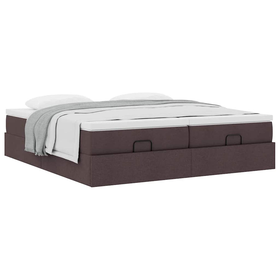 Ottoman bed met matrassen 160x200cm stof donkerbruin