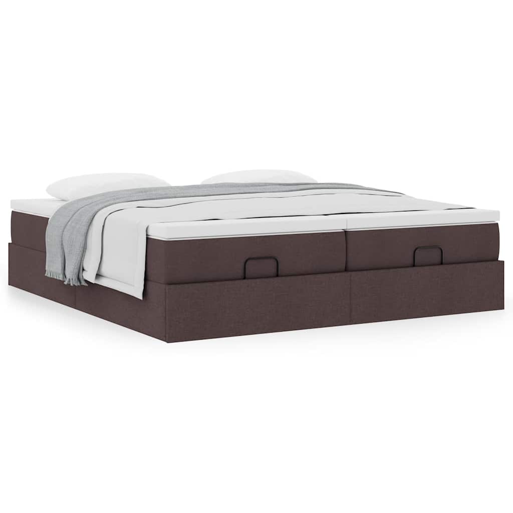 Ottoman bed met matrassen 160x200cm stof donkerbruin