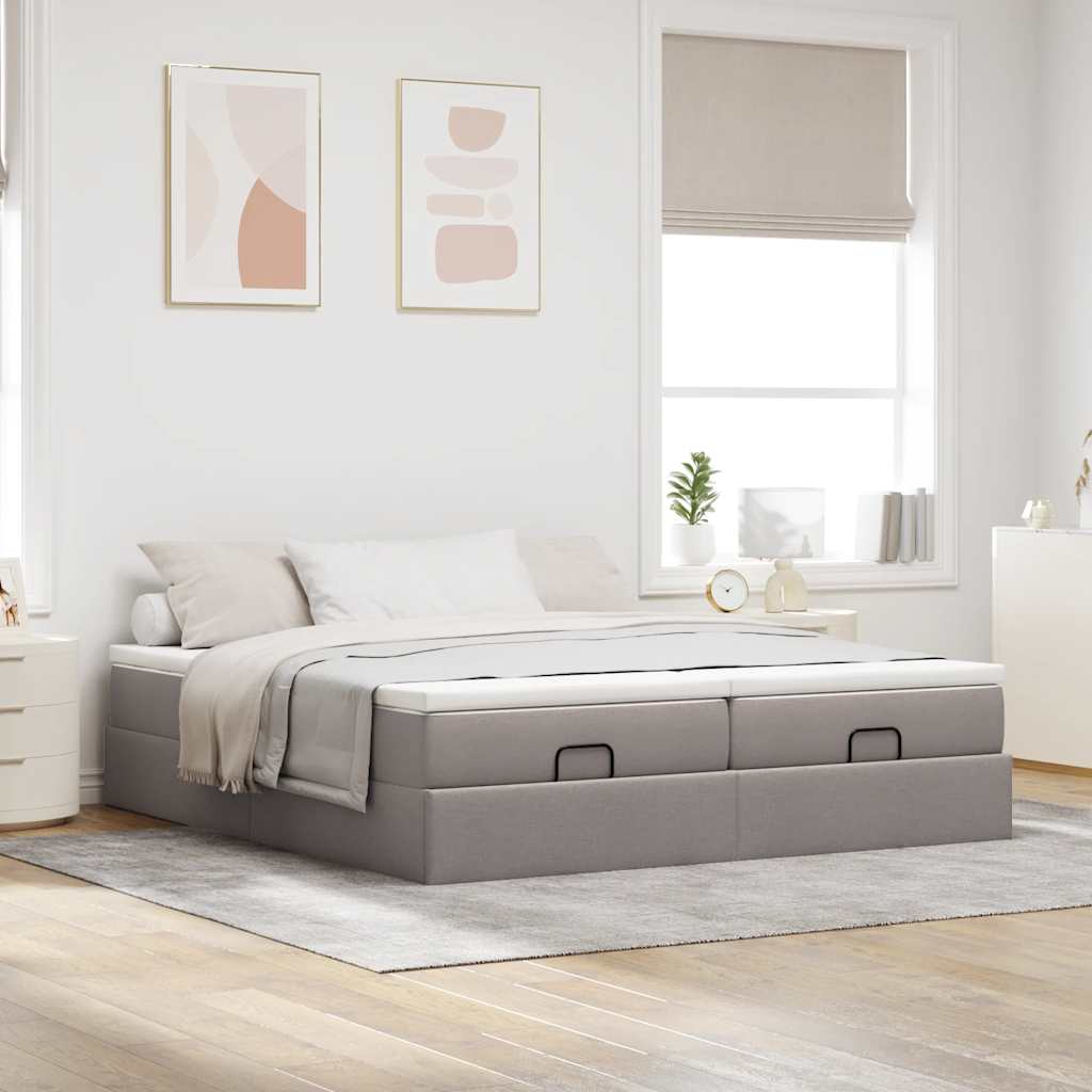Ottoman bed met matrassen 160x200cm stof taupe