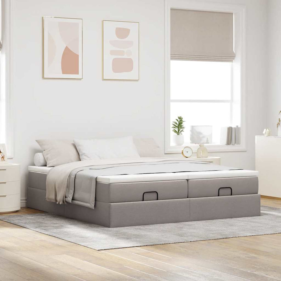 Ottoman bed met matrassen 160x200cm stof taupe