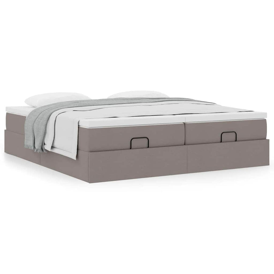 Ottoman bed met matrassen 160x200cm stof taupe