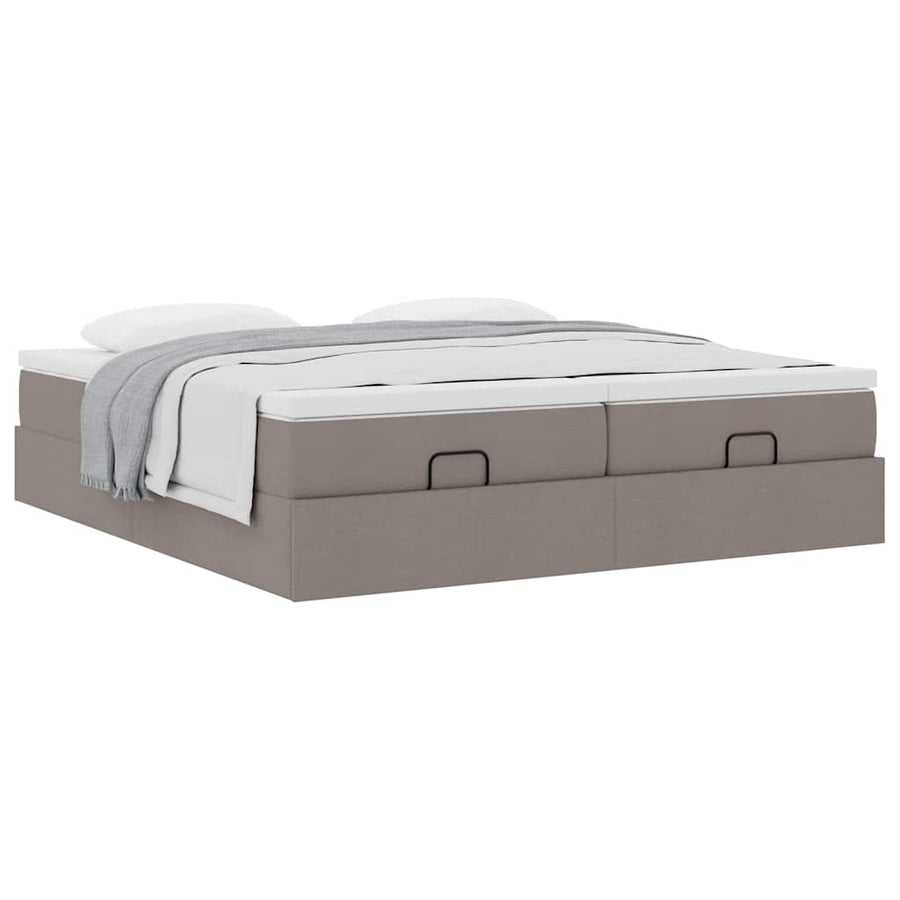 Ottoman bed met matrassen 160x200cm stof taupe