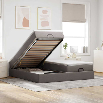 Ottoman bed met matrassen 160x200cm stof taupe