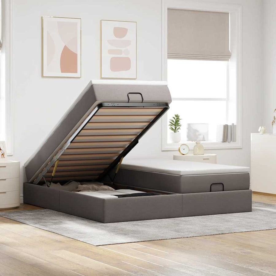 Ottoman bed met matrassen 160x200cm stof taupe