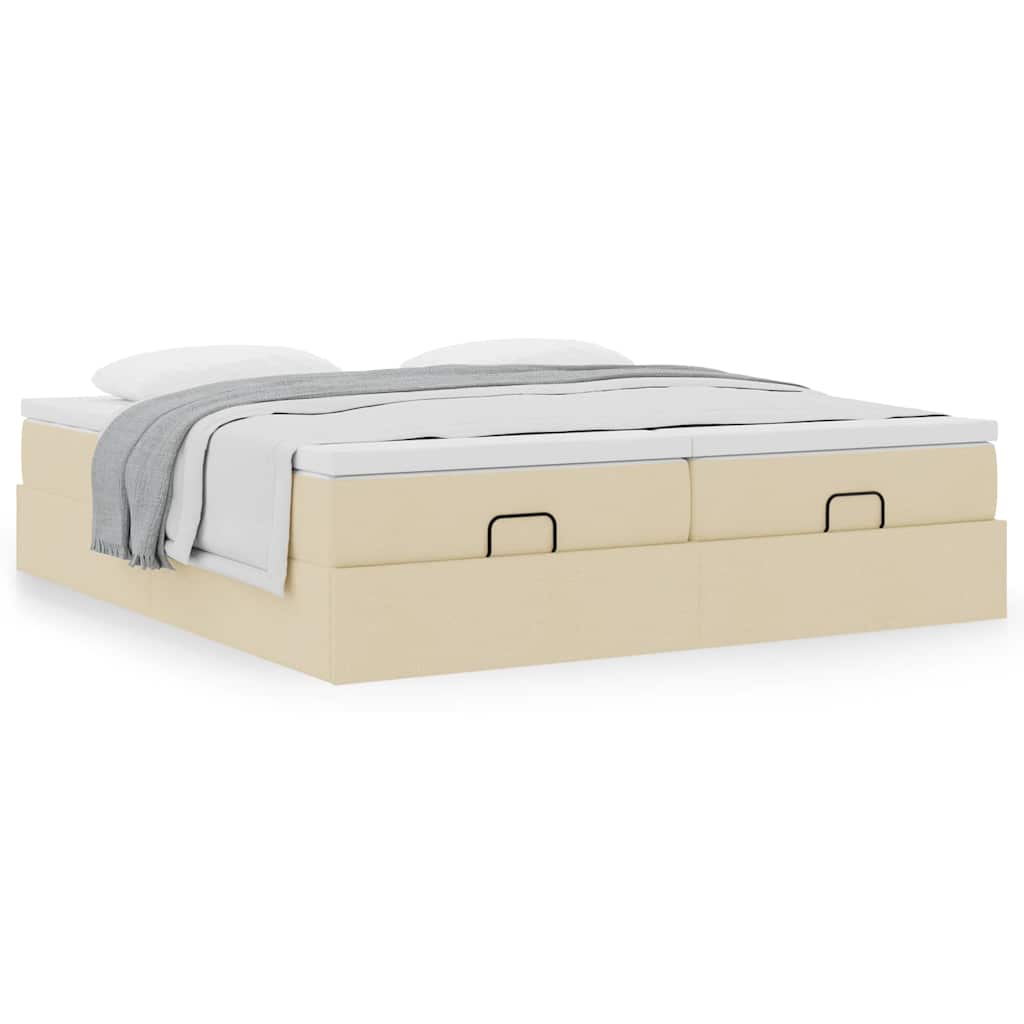 Ottoman bed met matrassen 160x200cm stof crèmekleurig