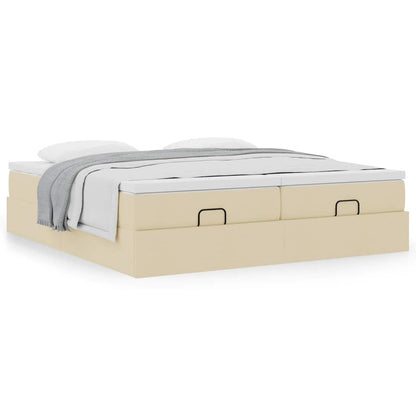 Ottoman bed met matrassen 160x200cm stof crèmekleurig