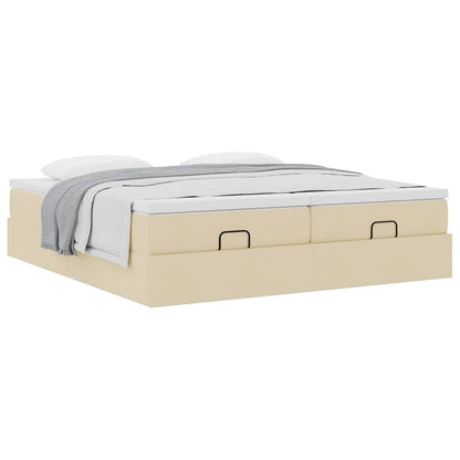 Ottoman bed met matrassen 160x200cm stof crèmekleurig
