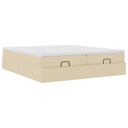 Ottoman bed met matrassen 160x200cm stof crèmekleurig