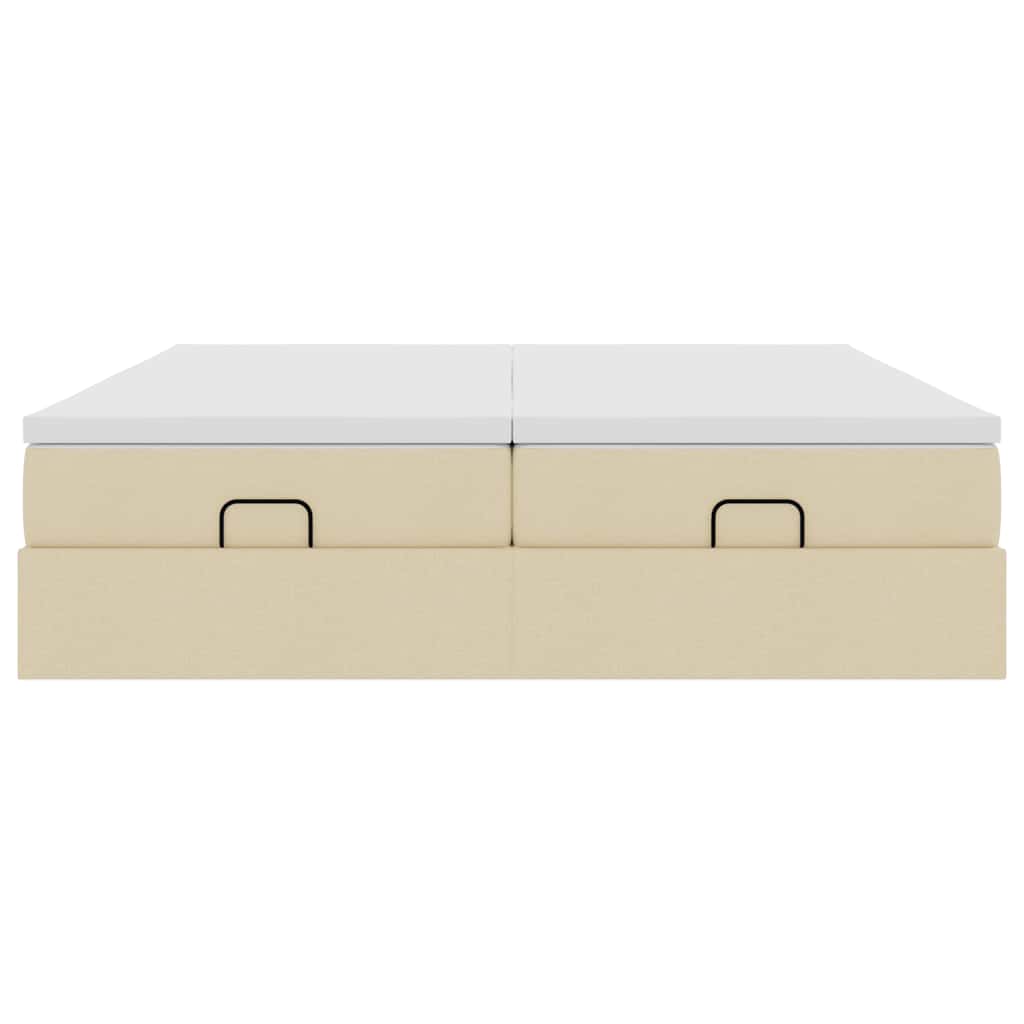 Ottoman bed met matrassen 160x200cm stof crèmekleurig