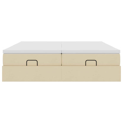 Ottoman bed met matrassen 160x200cm stof crèmekleurig