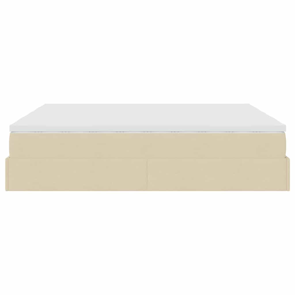 Ottoman bed met matrassen 160x200cm stof crèmekleurig