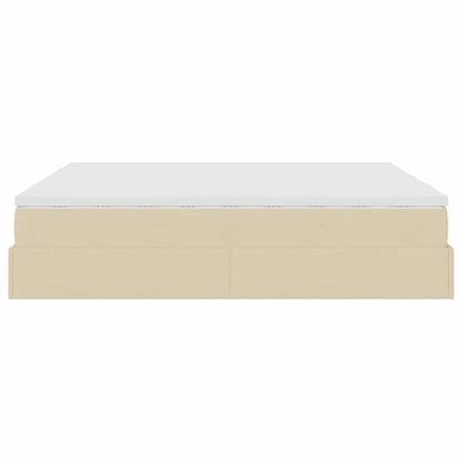 Ottoman bed met matrassen 160x200cm stof crèmekleurig