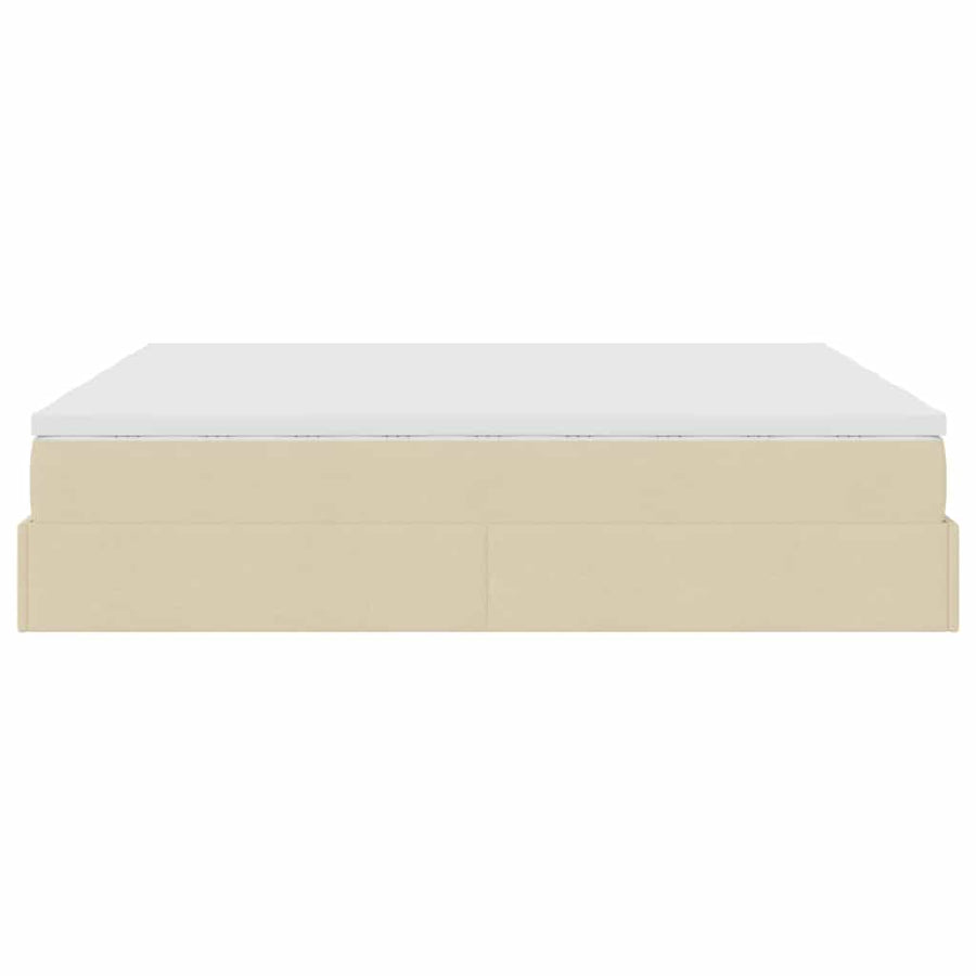 Ottoman bed met matrassen 160x200cm stof crèmekleurig