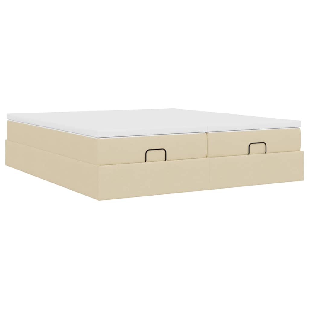 Ottoman bed met matrassen 160x200cm stof crèmekleurig