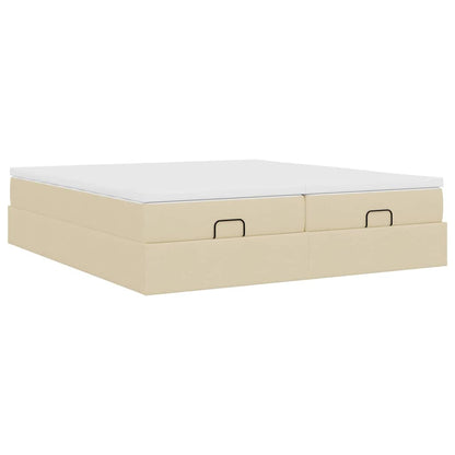 Ottoman bed met matrassen 160x200cm stof crèmekleurig
