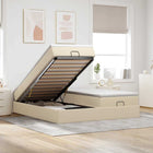 Ottoman bed 160x200 cm crèmekleurig stof