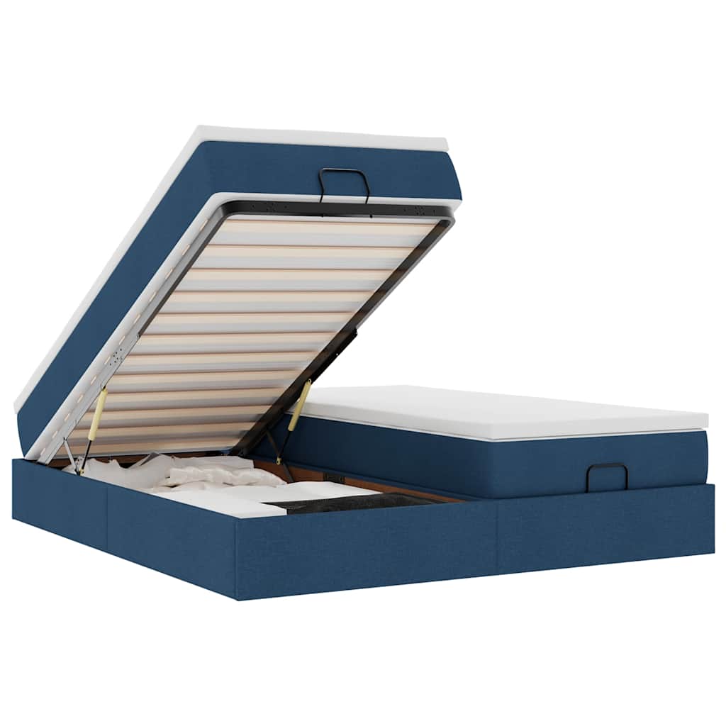 Ottoman bed met matrassen 160x200cm stof blauw