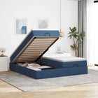Ottoman bed with mattresses 160x200cm fabric blue