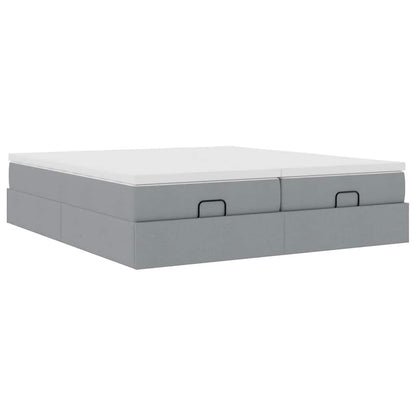 Ottoman bed met matrassen 180x200cm stof lichtgrijs