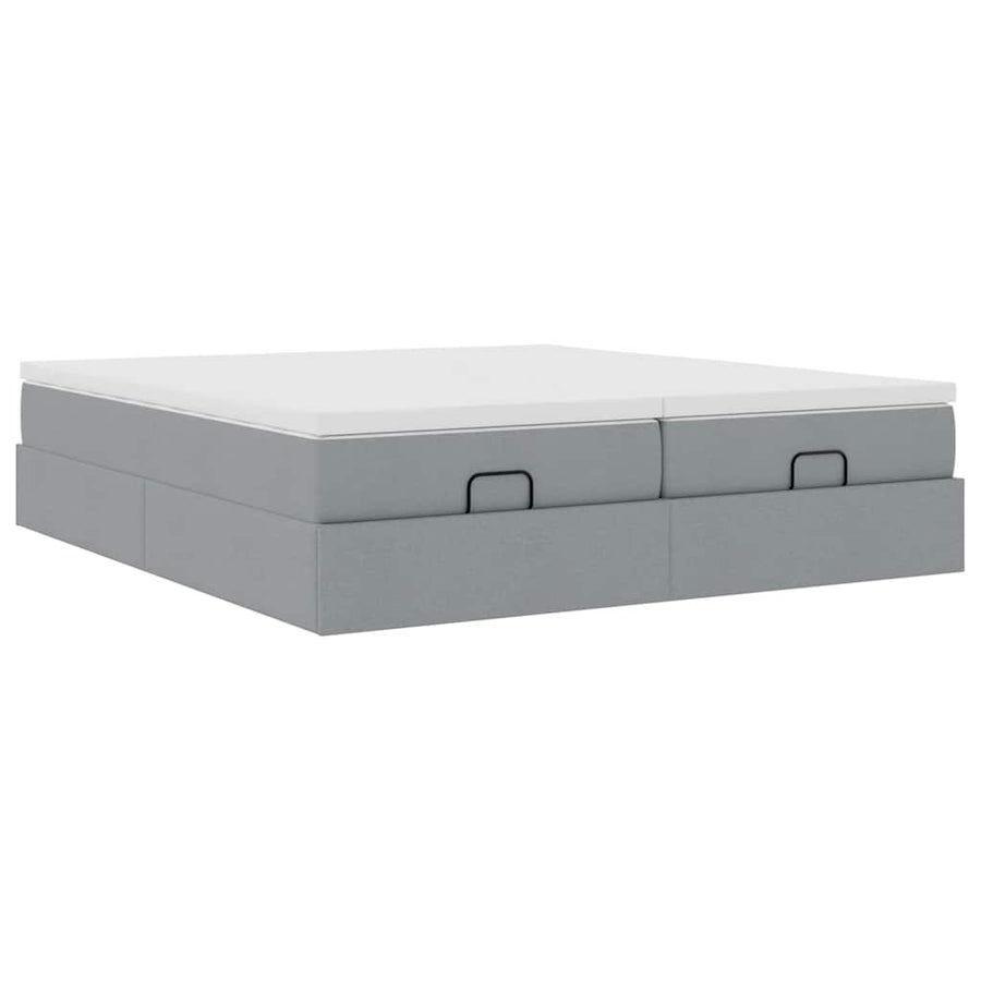 Ottoman bed met matrassen 180x200cm stof lichtgrijs