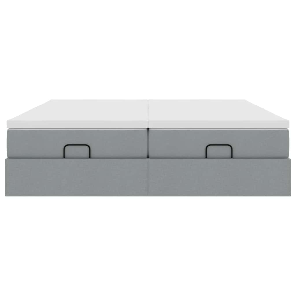 Ottoman bed met matrassen 180x200cm stof lichtgrijs