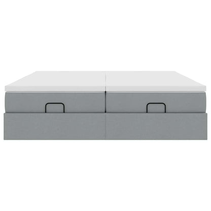 Ottoman bed met matrassen 180x200cm stof lichtgrijs