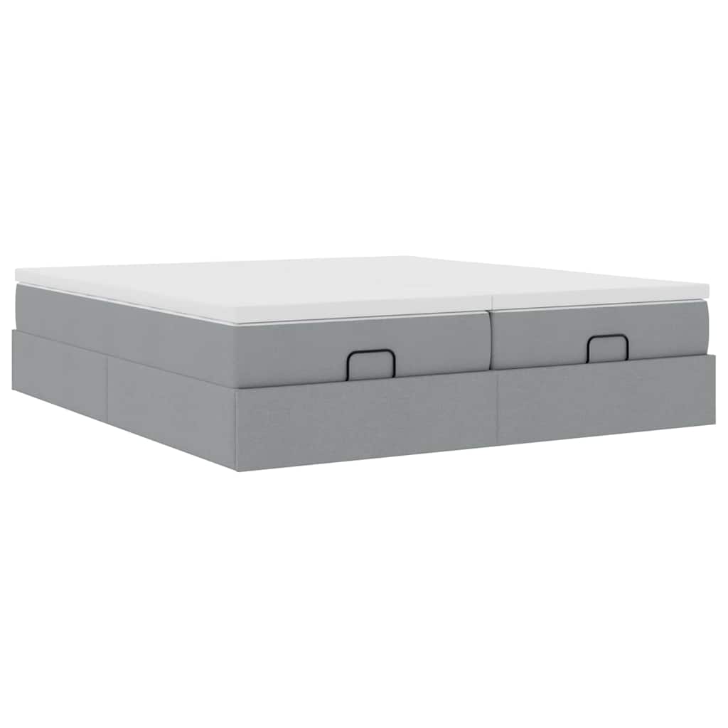 Ottoman bed met matrassen 180x200cm stof lichtgrijs