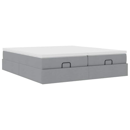 Ottoman bed met matrassen 180x200cm stof lichtgrijs