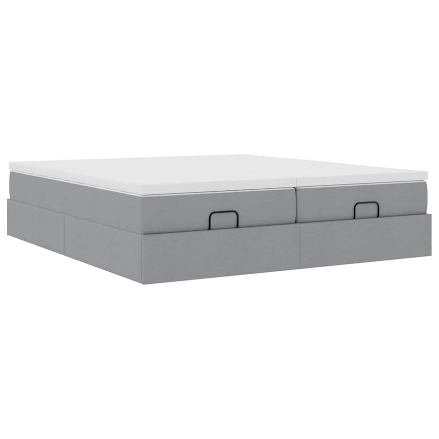 Ottoman bed met matrassen 180x200cm stof lichtgrijs