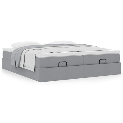 Ottoman bed met matrassen 180x200cm stof lichtgrijs