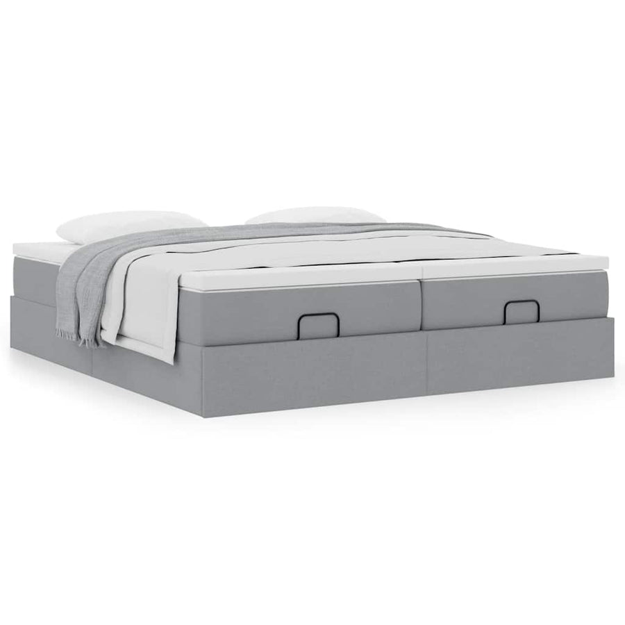 Ottoman bed met matrassen 180x200cm stof lichtgrijs