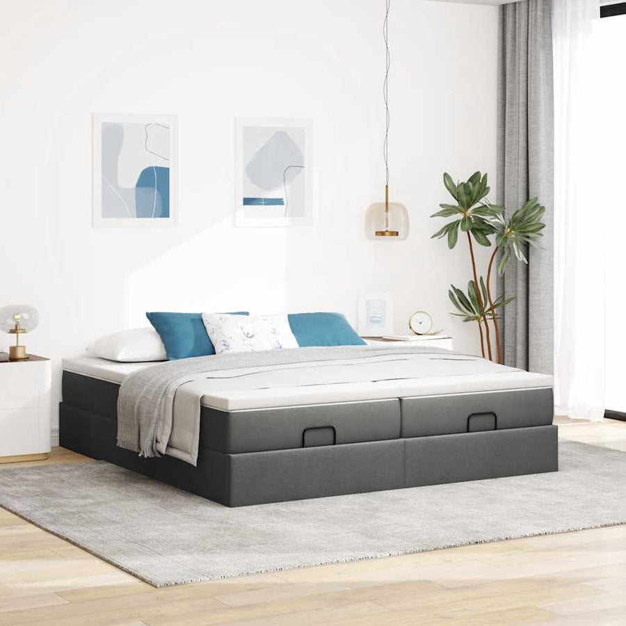 Ottoman bed met matrassen 180x200cm stof donkergrijs