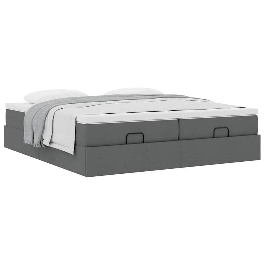 Ottoman bed met matrassen 180x200cm stof donkergrijs