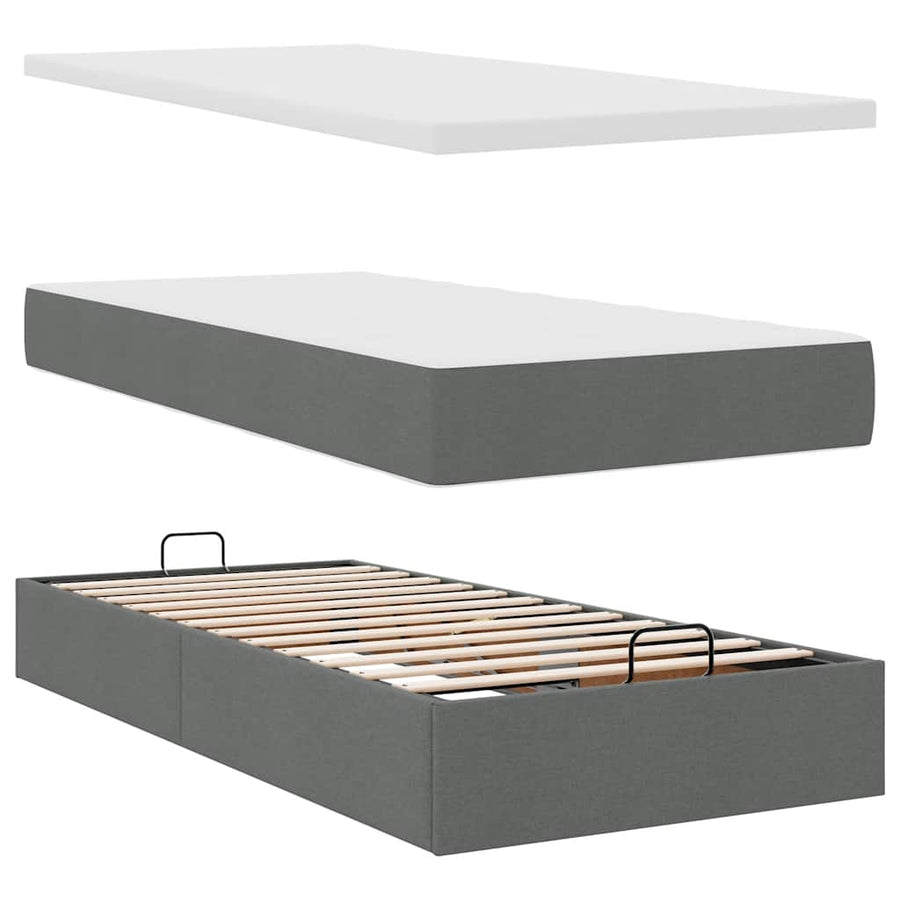 Ottoman bed met matrassen 180x200cm stof donkergrijs