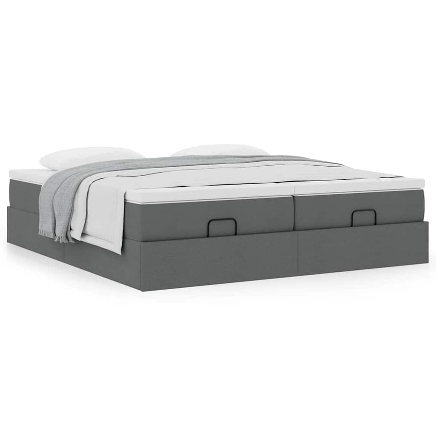 Ottoman bed met matrassen 180x200cm stof donkergrijs