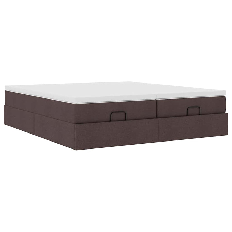Ottoman bed met matrassen 180x200cm stof donkerbruin