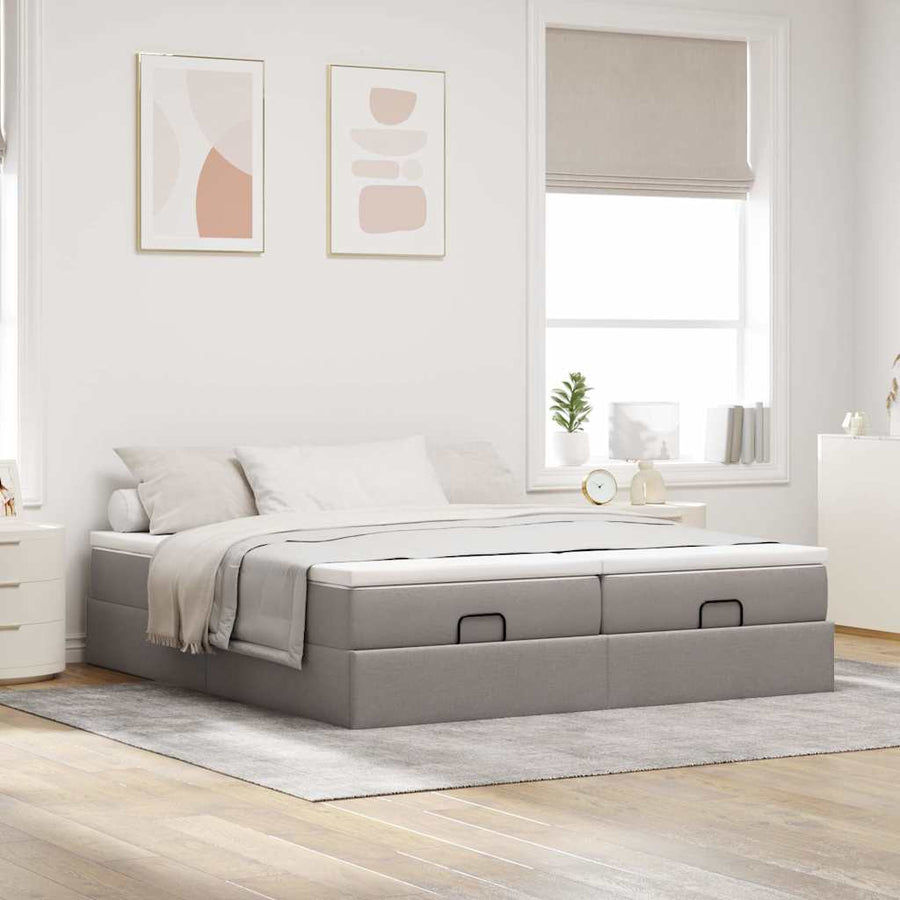 Ottoman bed met matrassen 180x200cm stof taupe
