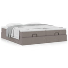 Ottoman bed with mattresses 180x200cm fabric taupe