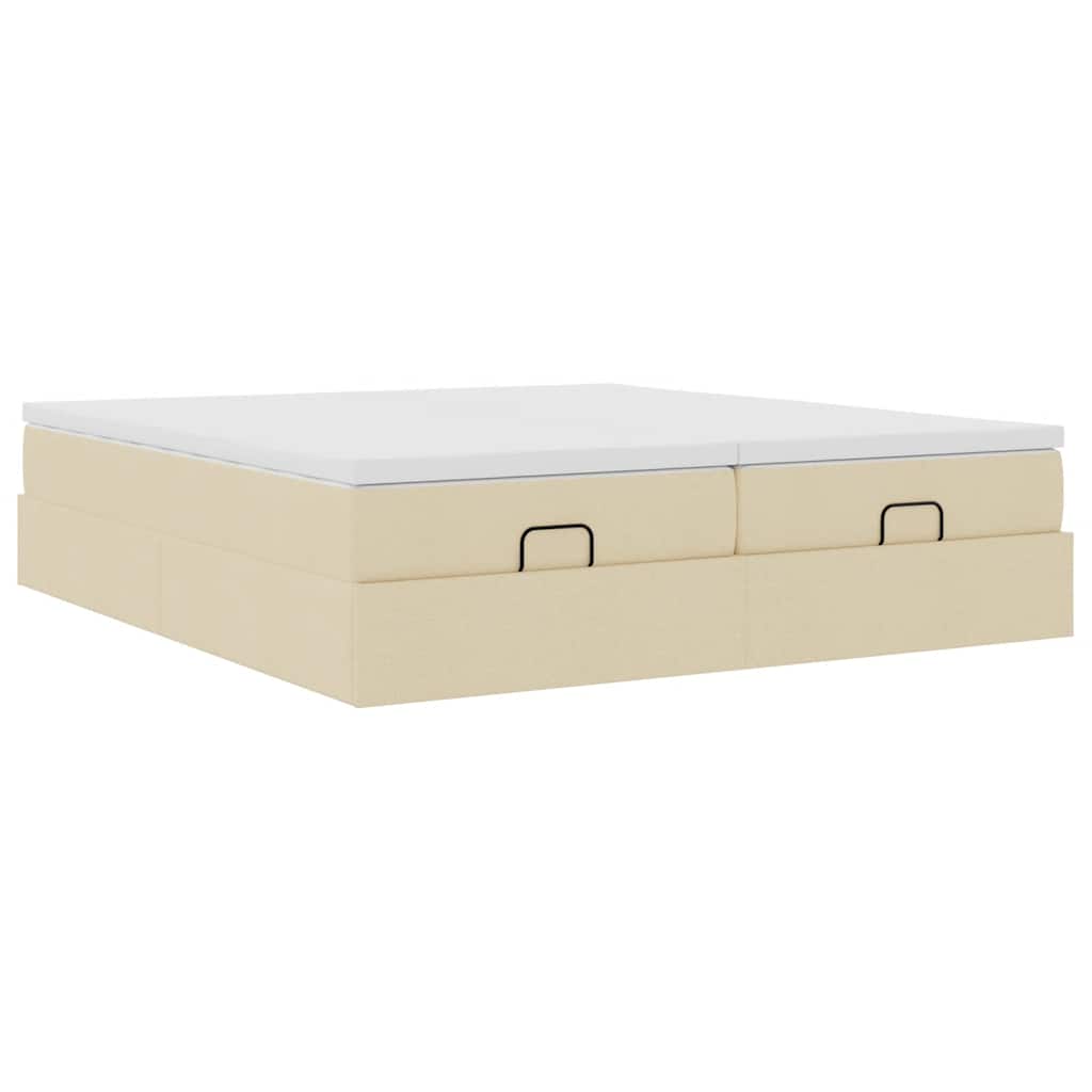 Ottoman bed met matrassen 180x200cm stof crèmekleurig