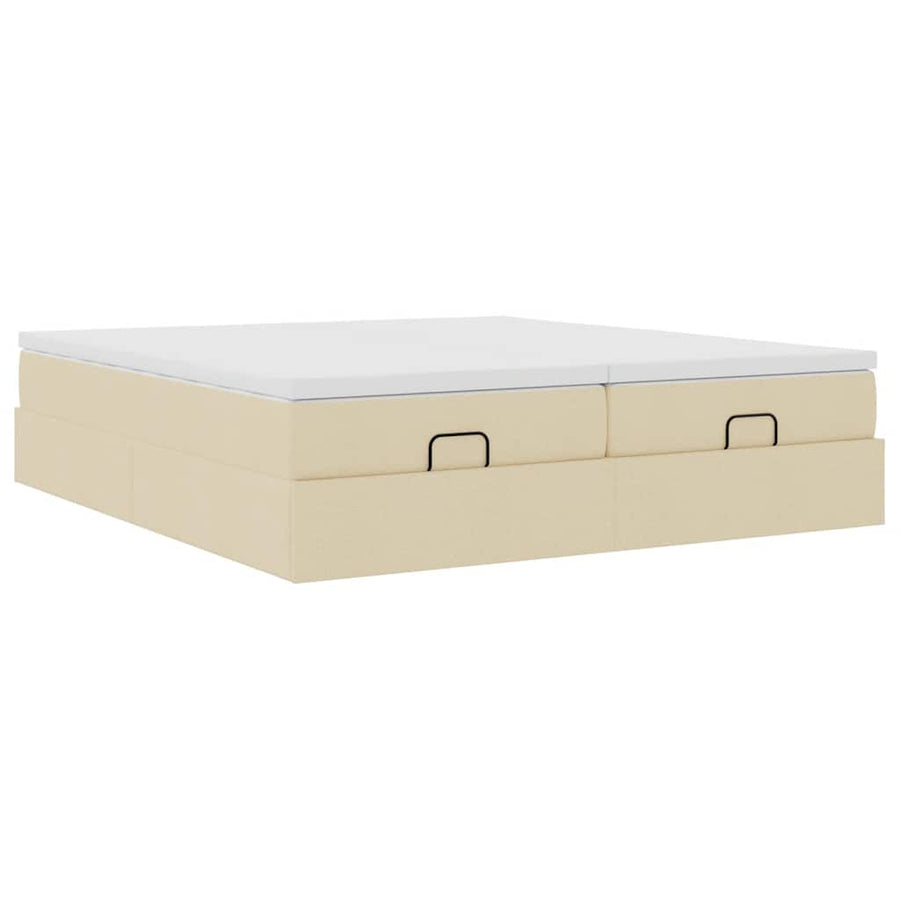 Ottoman bed met matrassen 180x200cm stof crèmekleurig