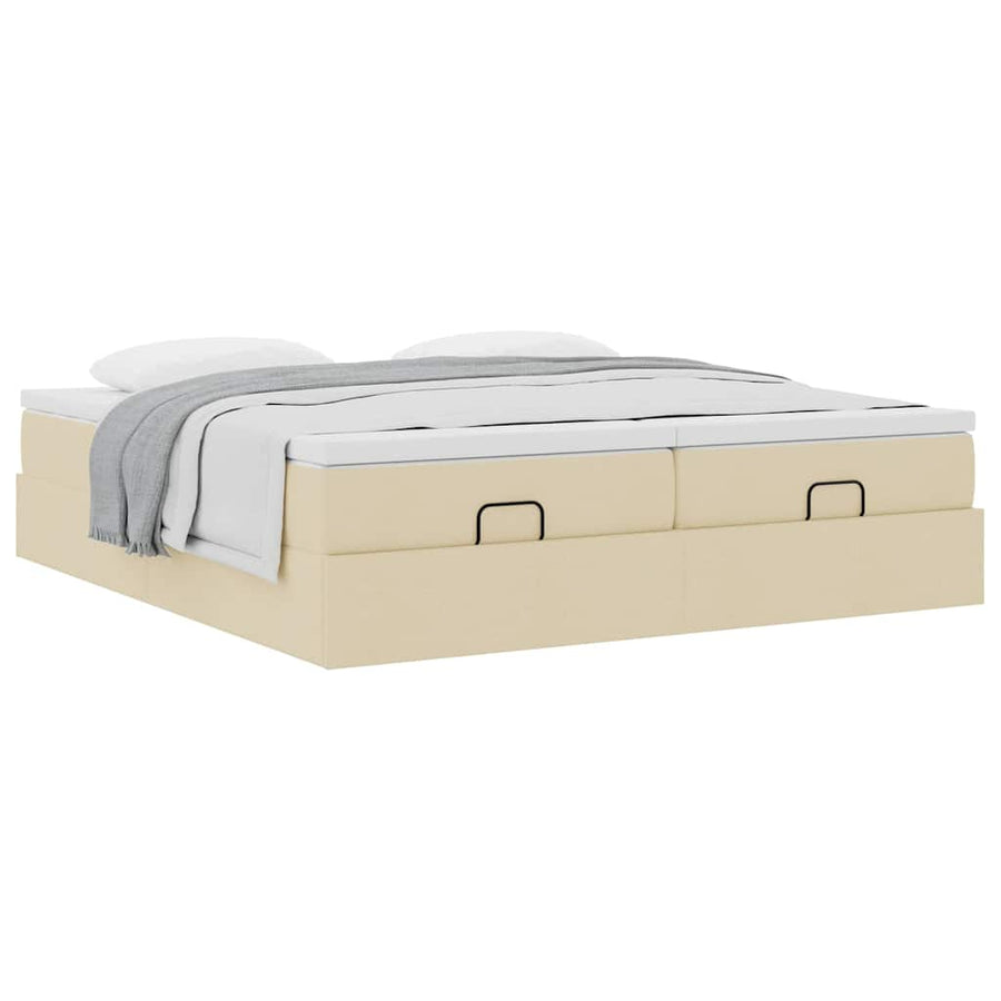 Ottoman bed met matrassen 180x200cm stof crèmekleurig