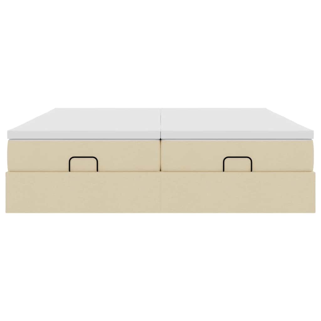 Ottoman bed met matrassen 180x200cm stof crèmekleurig