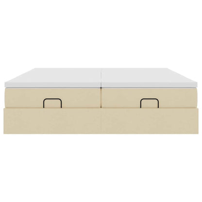 Ottoman bed met matrassen 180x200cm stof crèmekleurig
