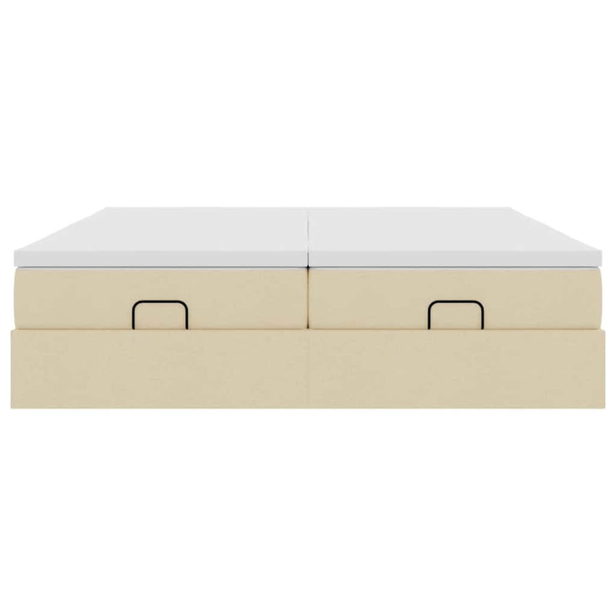 Ottoman bed met matrassen 180x200cm stof crèmekleurig