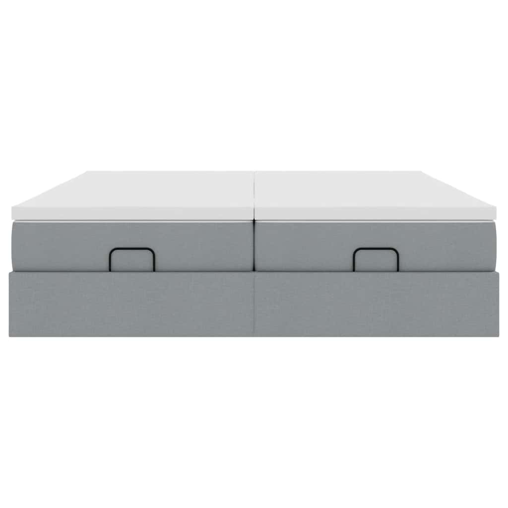 Ottoman bed met matrassen 200x200cm stof lichtgrijs