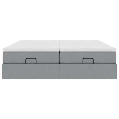 Ottoman bed met matrassen 200x200cm stof lichtgrijs