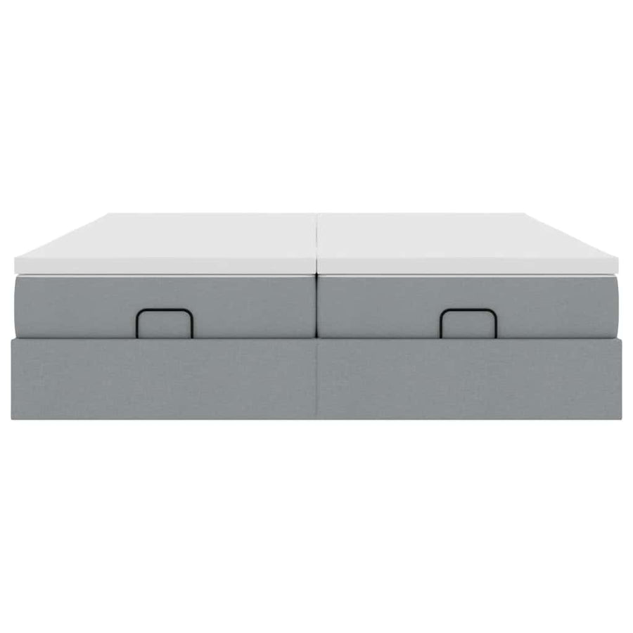 Ottoman bed met matrassen 200x200cm stof lichtgrijs